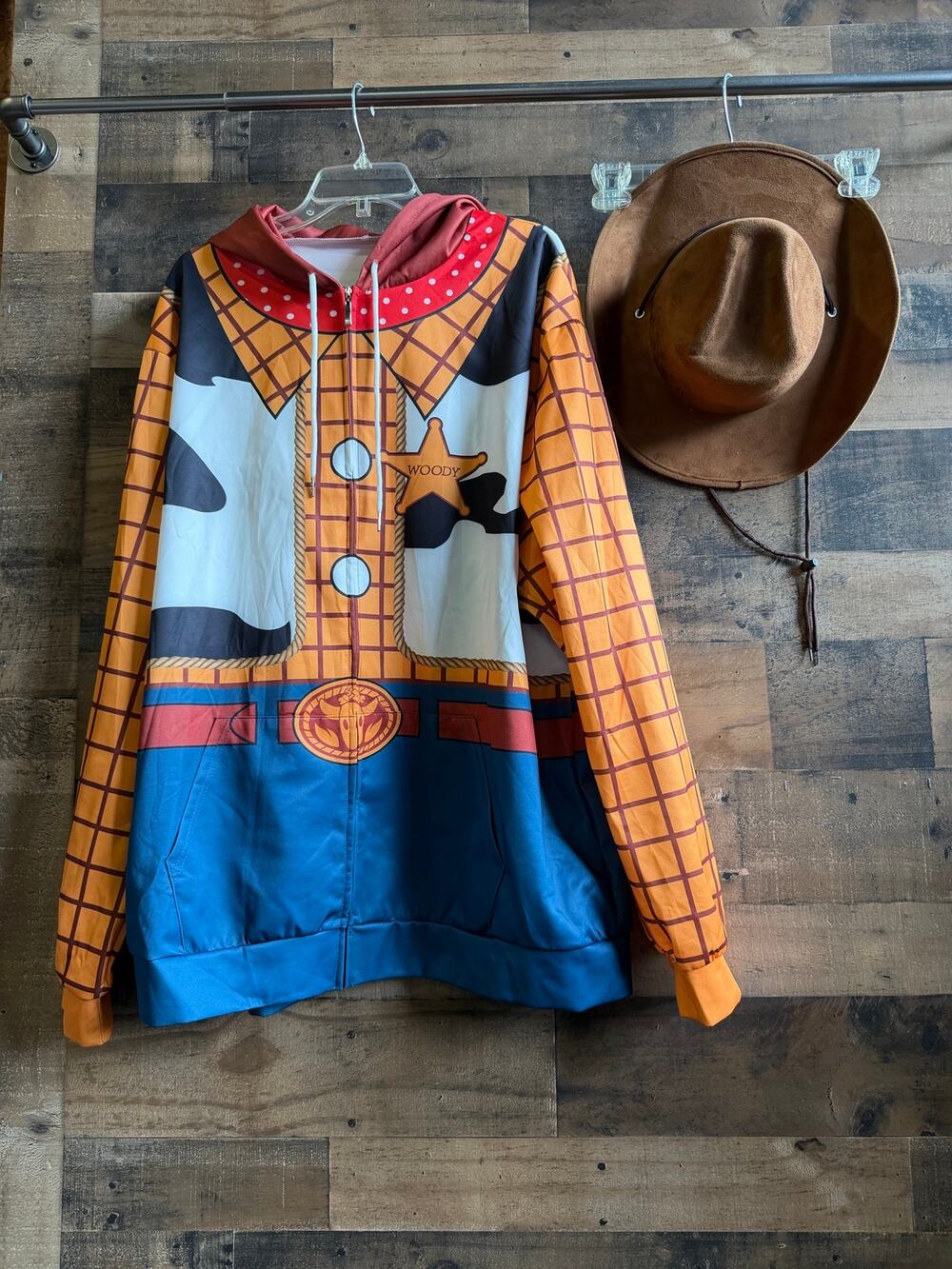 Disney Pixar Toy Story-Woody-Full Zip Costume-Hoodie Jacket & Cowboy Hat Set-2XL